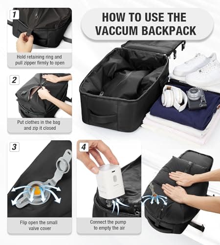 Vacuum Travel Backpack Women with Pump Vaultbag Ryanair Cabin Bags 40x30x20 — view 3