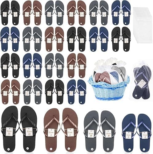 24 Pairs Wedding Flip Flops for Guests, Party Favour Sandals with Bags