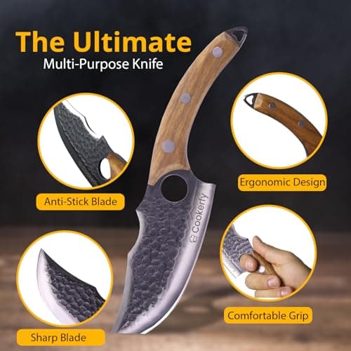 Cookerfy 6" Japanese Knife Set Style 6" Butcher Knife - Razor Sharp Chef Knives with Ergonomic Grip & Genuine Cowhide Leather Sheath - Carbon 5cr15 Steel Blade with Rosewood Handle - Kitchen Knives — view 6