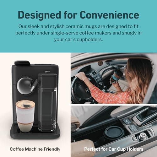 NOVA CERAMICS Travel Mug – Portable Coffee Tumbler – Unique to Go Mug – Microwave & Dishwasher Safe Purple Coffee Tumbler - Gifts for Women Men Him Her – 355ml – Horizon — view 6