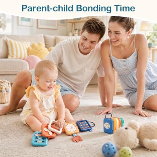 OSLINE Baby Montessori Toy for 1 Year Old,Toddler Travel Toys for 1 2 Year Old, Plane Busy Book Activity Cube Toys Birthday Gifts for Boy & girl,9 in 1 Baby Busy Board Toy — view 5