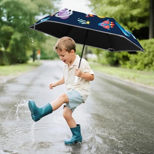 Decalsweet Kids Folding Umbrella,Windproof Automatic UV Umbrella Astronaut — view 3