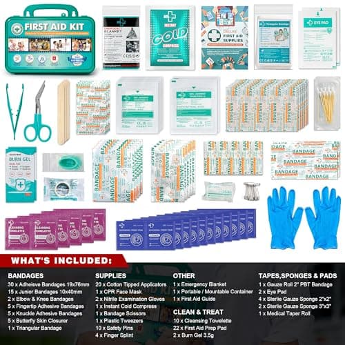 General Medi 150 Pieces Hardcase First Aid Kit - Includes Instant Cold Pack, Emergency Blanket for Travel, Home, Office, Vehicle, Camping, Workplace & Outdoor（Green） — view 2