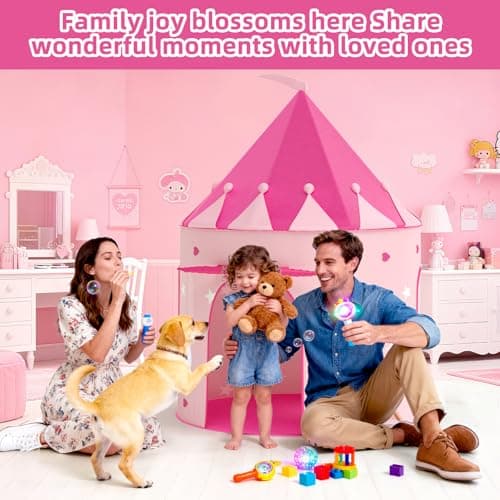 KORIMEFA Kids Play Tent for Age 1-8, Pink, 105x105x135cm — view 6