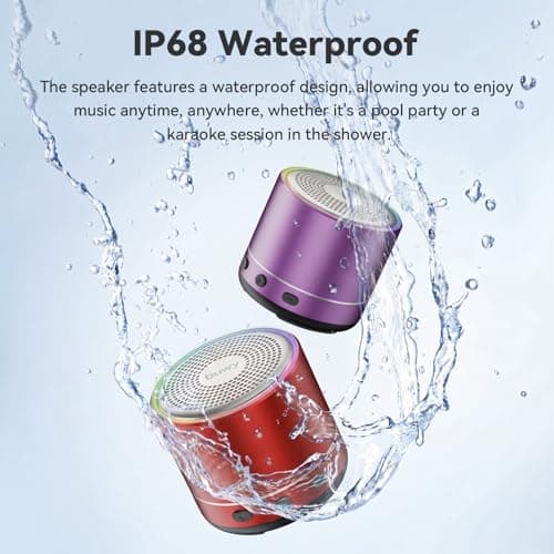 Mini Bluetooth Speaker, Portable Speakers with RGB Lights, HD Stereo,Purple — view 4