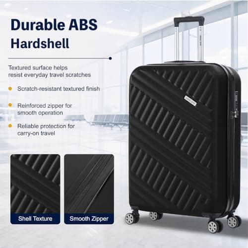 Luggage Depot Large Suitcase, 75x50x27cm TSA Lock, ABS Hardshell, Black — view 3