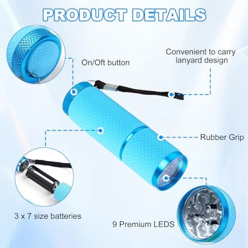 GEU 4 Pack Mini Torch Set, Small Camping Torch with 9 LEDs, Glow in Dark — view 4