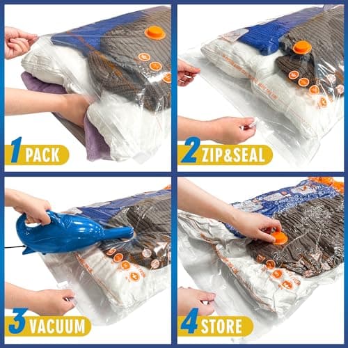 STORAGE MASTER Space Saver Bags for Travel and Home Reusable Vacuum Storage Bags Save 80% More Storage Space Work with Vacuum Cleaner (9 Combo, No Pump Included) — view 4