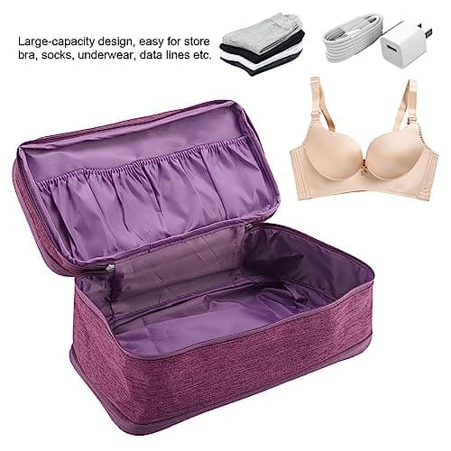 HEEPDD Storage Bag Portable Travel Storage Organizer, Polyester, Large Capacity for Bra, Underwear, Socks, 28x16x12.5cm, Black Grey Purple Navy Supplies (Purple) — view 4