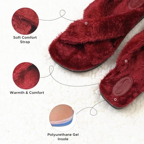 AEROTHOTIC Open Toe Slippers for Women Outdoor Arch Support Sandals Planter Fasciitis Relief Comfortable Soft Footbed & Stylish Straps with Non-Slip Sole Travel Fashion Slides Footwear, Lola Maroon, 3 — view 5