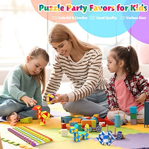 WEARXI 12 Packs 24 Blocks Magic Snake Cube, Party Bag Fillers for Kids — view 3