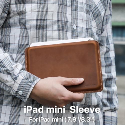 CONTACT'S FAMILY Sleeve for 7.9/8.3 Inch iPad Mini, Slim Protective Leather Case Compatible with iPad Mini 7.9”/8.3”(Horizontal Model)(Brown) — view 5