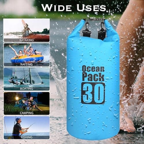 Morainjay 30L Sky Blue Dry Bags, Waterproof Bag with Adjustable Shoulder Strap, Large/Small Capacity 2L-30L for Outdoor Activities — view 4