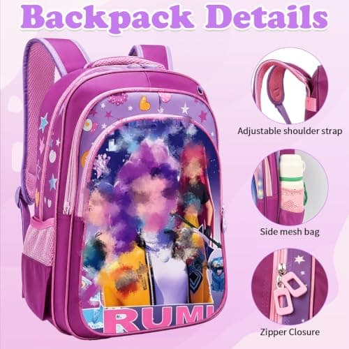 K Pop School Backpack, 3 Piece Set with School Bag Lunch Bag Pencil Case — view 3