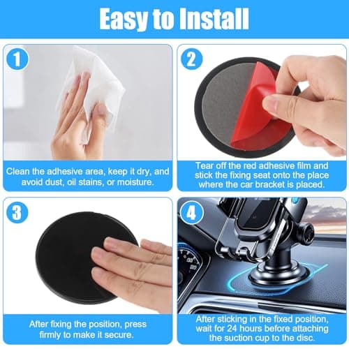 Apojgitn 3PCS Car Dashboard Pad, 3.15‘’ Strong Adhesive Picky Pad for Phone, Sticky Suction Phone Mount for Car Dashboard, GPS Dash Cams Vacuum Holders — view 6