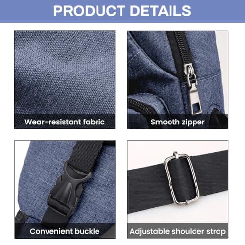 Aucuu Sling Bag Crossbody Backpack, Men's Chest Bag, Sling Backpack, Shoulder Cross Body Bags with USB Port, Hiking Casual Daypack for Women Men Cycling Camping Travel — view 4