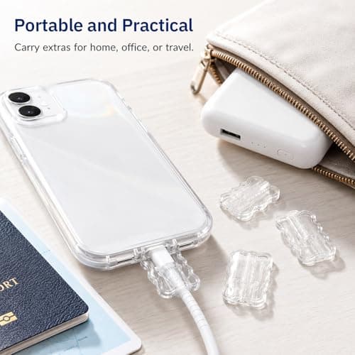 QIHAWN 10Pcs Clear Dual Wave Charger Cable Protectors for Phone Cables — view 6