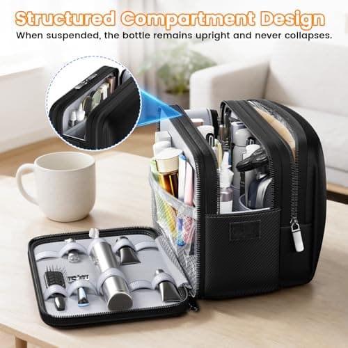 Waterproof Hanging Dopp Kit for Men and Women, Travel Toiletry Bag with Sturdy Hook and Multiple Compartments, Large Capacity Organiser for Grooming Skincare and Travel Essentials — view 3