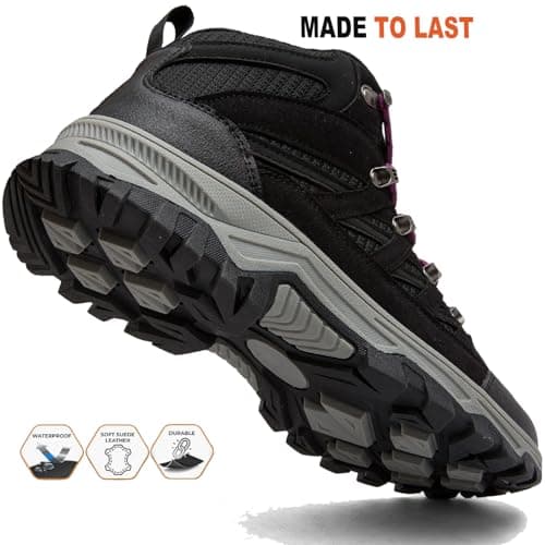 HODTOB Hiking Boots Mens Womens Lace-up Non-Slip Outdoor Men Women Mountain Trekking Shoes for All Season Walking Travelling Backpacking Camping Shoes Sneaker Black Red-5UK — view 6
