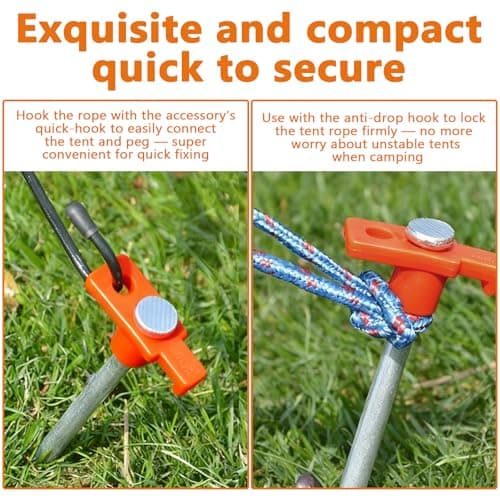 20 Pack Tent Pegs Metal Heavy Duty Camping Pegs Awning & Hard Ground Long Steel Ground Stakes Metal Tent Pegs for General Purpose, Hard ground, Tents, Camping for All Ground Types Outdoor (Orange) — view 5