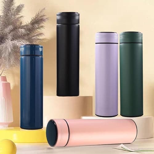 Insulated Stainless Steel Travel Mug 500ml with LED Temperature Display Lid, Vacuum Thermal Bottle, Keeps Cold 24h Hot 12h, Leakproof Portable Water Bottle for Coffee Gym Office Travel - Purple — view 2