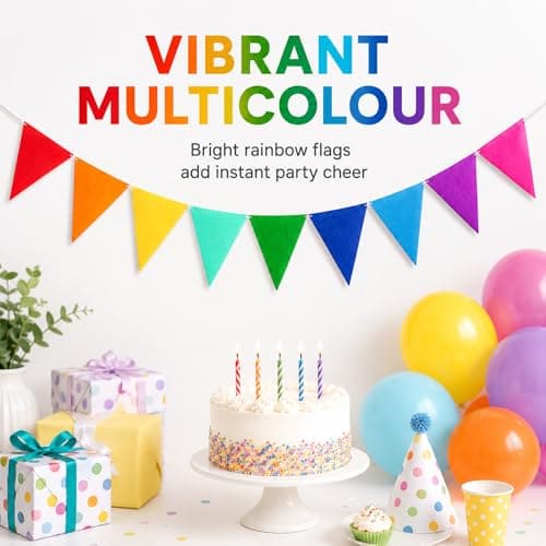 36 Flags 25ft Bunting, Colourful Fabric Bunting Banner for Birthday Garden Party Wedding Festival Home Decorations, Felt Triangle Flags Pennant Garland — view 4