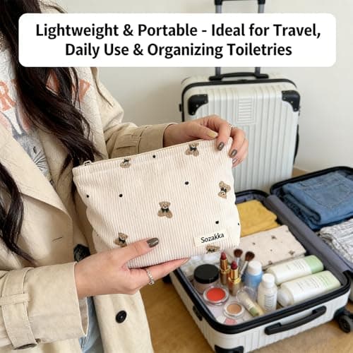 1PC Canvas Cosmetic Bag,Small Cosmetic Bag with Zipper — view 4