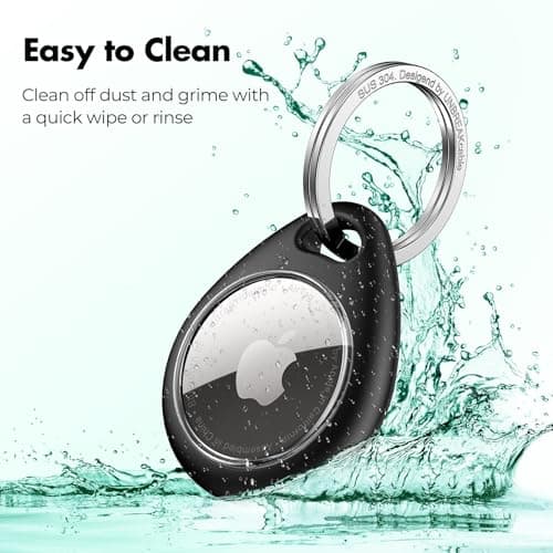 UNBREAKcable 360° Protective Case for AirTag (1st & 2nd Generation) [2 Pack], TPU Full Cover Keyring Holder with 304 Stainless Steel Keychain, Scratch-Resistant Design for Keys, Bags, Luggage — view 5