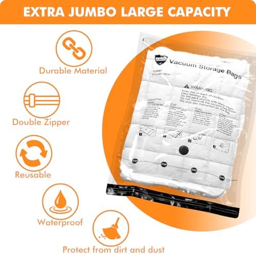 Vacuum Storage Bags (5 x Medium, 5 x Small), Space Saver Sealer Compression Bags with Travel Hand Pump for Blankets, Comforters, Pillows, Clothes Storage — view 2