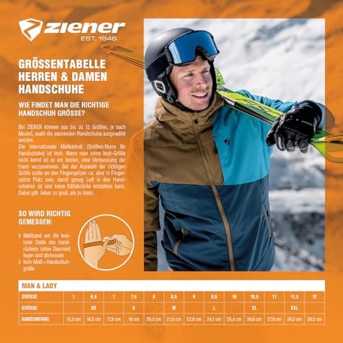 Ziener GLYXUS AS(R) Adult Ski Gloves Alpine Winter Sports Waterproof Breathable Black 8.5 — view 4