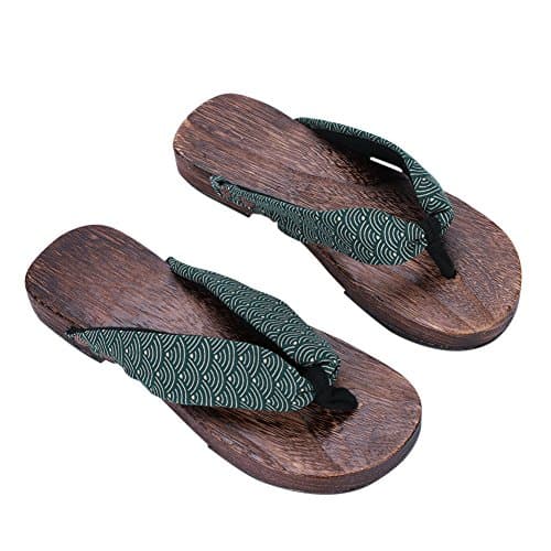 SIQITECHUK Men's Kimono Geta Sandals - Black/Dark Blue, Size 8.5 UK, Medium Width, Retro Pattern, Non-Slip, Breathable, Casual Sandals for Men - Walking, Beach, Shopping, Travel — view 3