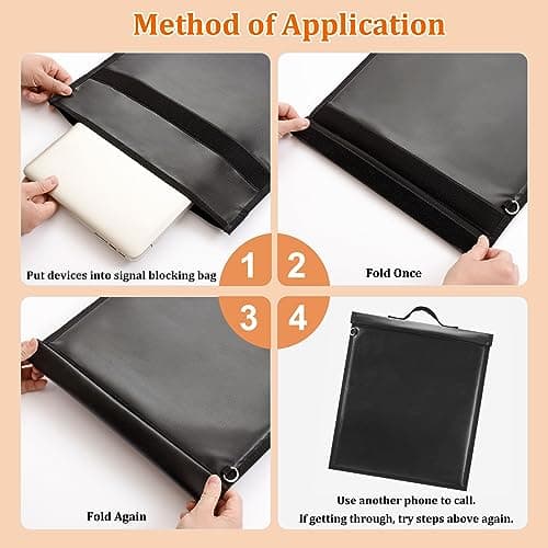 Extra Large Faraday Bag with Handle, 13'' X 10'' Faraday Cage for Laptops & Tablet, Waterproof & Fireproof Faraday Key Fob Protector, Anti-Theft Faraday Bag for Phones, RFID Signal Jammer Blocker — view 6