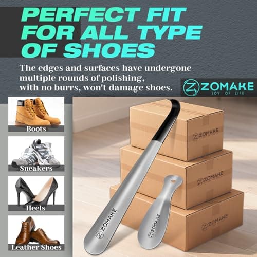 ZOMAKE Shoe Horn Long Handled, Long Shoehorn Metal (2pcs 42cm+19cm) — view 3