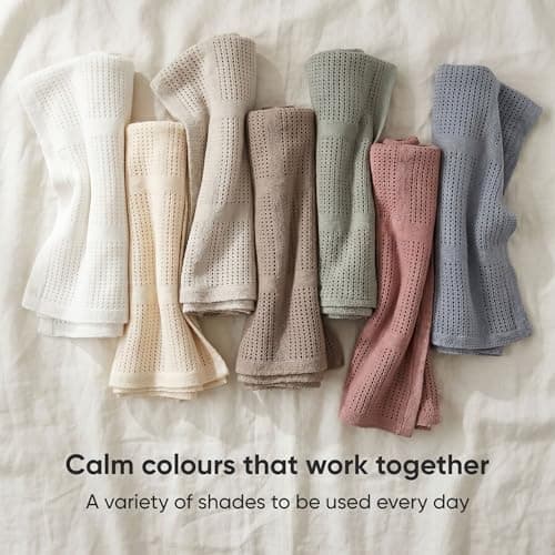 Bloomsbury Mill - Cellular Blankets Baby - 100% Organic Cotton - 2 Pack - Oat - Beige - Newborn Essentials - Soft Breathable Baby Blankets for Pram, Cot, Moses Basket - 75x95cm — view 6