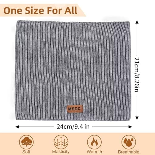 MSDC Neck Warmer Men 3 Pack,Snood for Women Thermal Thick Warm Fleece Lined Cold Weather,Neck Gaiters for Men Ski Face Mask Cover（Black,Navy,Grey） — view 5