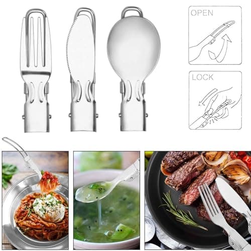 DUOJIN Camping Cooking Set Portable Camping Cookware Kit Aluminum Outdoor Camping Pans Pots and Stove Cooking Gear for Outdoor Hiking BBQ Picnic Campfire Backpacking Travel 1-2 People — view 4