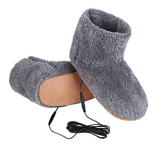 Electric Heated Foot Warmer USB Heating Slipper Boots High Boot Slippers Shoes Winter Warm Furry Floor Slippers Home House Slippers Heated Up Indoor Ankle Bootie Heated Foot Heater Mat for Women Men — view 2