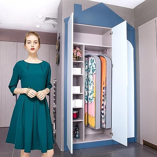 2 Pack Clothes Dress Covers with Zip, 60" (150cm) Garment Bags Clothes Storage Gusseted Suit Covers Protector Bags Breathable Hanging Garment Covers Suit Bag Jacket Coat dress Covers for Wardrobe — view 6