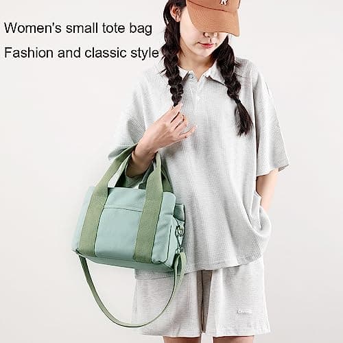 zhongningyifeng Women Canvas Handbag Shoulder bags Small Casual Multi-Pocket Top Handle Tote Crossbody Bag (black) — view 6