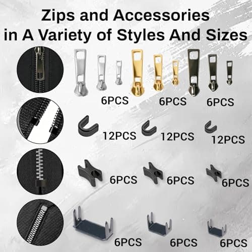 Zip Repair Kit (99-piece), Universal Zipper Pull Replacement (#3/5/8) — view 5
