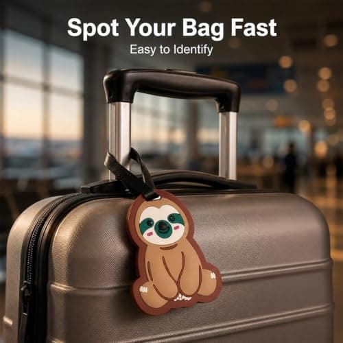 2Pcs Cute Sloth Silicone Luggage Tags with Waterproof Name Label — view 3