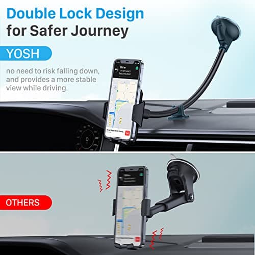 YOSH Windscreen Car Phone Holder, Windshield Phone Mount with Gooseneck — view 4
