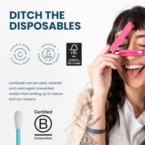 LastSwab Reusable Cotton Buds - Washable Silicone Ear Buds for Ear Cleaning - Eco-Friendly Reusable Ear Swabs & Ear Wax Remover - Zero Waste Alternative to Single-Use - Travel Case - Turquoise — view 6