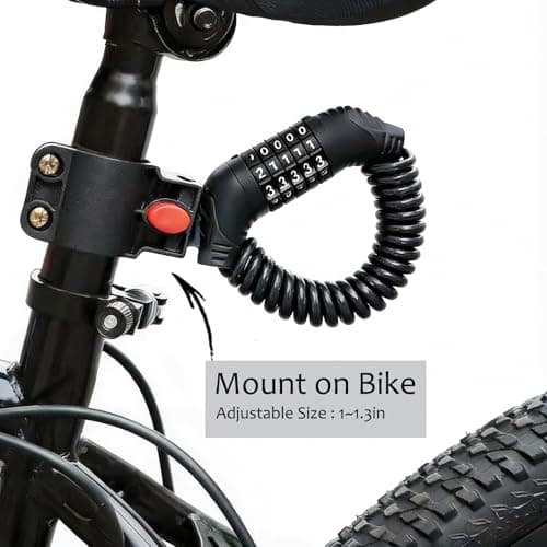 Aguhus Motorcycle Helmet Lock, Compact Bike Lock, 4 Digit Waterproof Cable Lock, Bicycle Lock Combination, Portable Combination Lock for Bicycle, Stroller, Luggage, Helmet and Others (Black) — view 3