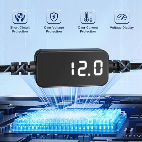 J&D USB C to 12V Cigarette Lighter Adapter, USB C DC 12V 18W Car Cigarette Lighter Socket Converter Cable for Dash Cam, GPS, Driving Recorder, Supports Voltage Display, Red, 1.5 Meter — view 4