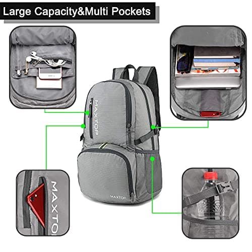 MAXTOP 40L Backpack Ultra Lightweight Packable Foldable Rucksack Water Resistent For Men Women Kids Outdoor Camping Hiking Travel Daypack Handy Durable Gifts For Men Women — view 3