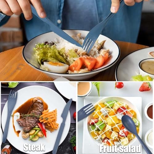 2 Sets Portable Reusable Cutlery Set with Case – Eco-Friendly Plastic Utensils for Lunch Box, Travel & Office – Compact Flatware Kit for On-The-Go Dining — view 5