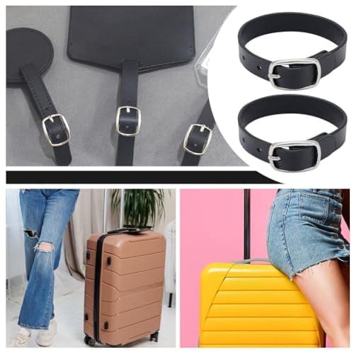 NBEADS 4 Pcs Leather Luggage Straps, 19.2×1.2cm Black Kilt Extender Buckle Straps Mini Suitcase Belts for ID Name Card Pass Hanging Accessories Tight Fitting Kilts — view 6