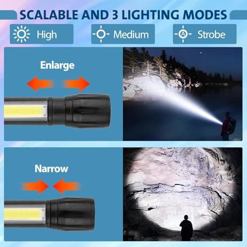 2 Pcs LED Torch Rechargeable Super Bright Adjustable Focus with 3 Modes — view 2