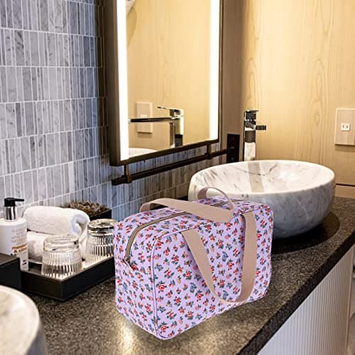 IGNPION Woman Large Travel Toiletry Bag Waterproof Wash Bag Make up Organizer Bag Cosmetic Bag Swimming Gym Bag (Purple Small Flower) — view 6